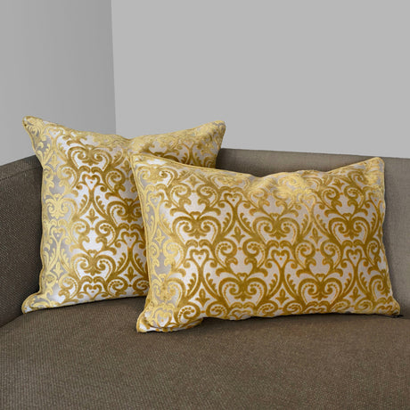 Madsen Decorative Throw Pillows Cut Velvet Fabric - Damask Pattern, 18" X 26" (1 Pillow)