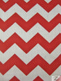 Poly Cotton Fabric 1" Zig Zag Chevron White/Red Sold By The Yard