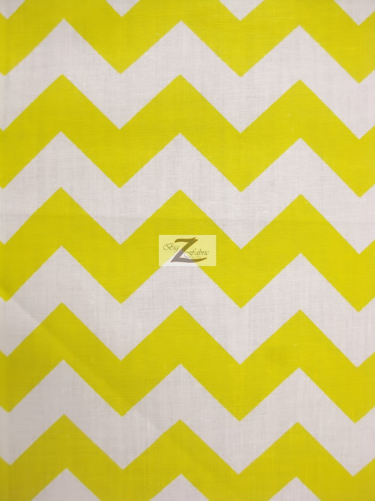 Poly Cotton Fabric 1" Zig Zag Chevron White/Yellow Sold By The Yard