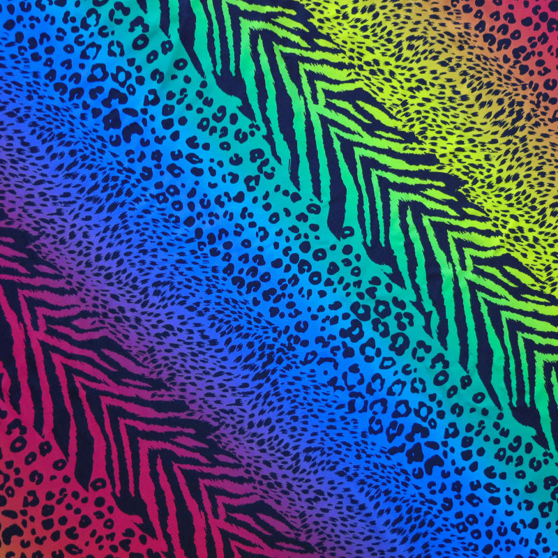 Swim Knit Nylon Spandex Diagonal Rainbow Zepard