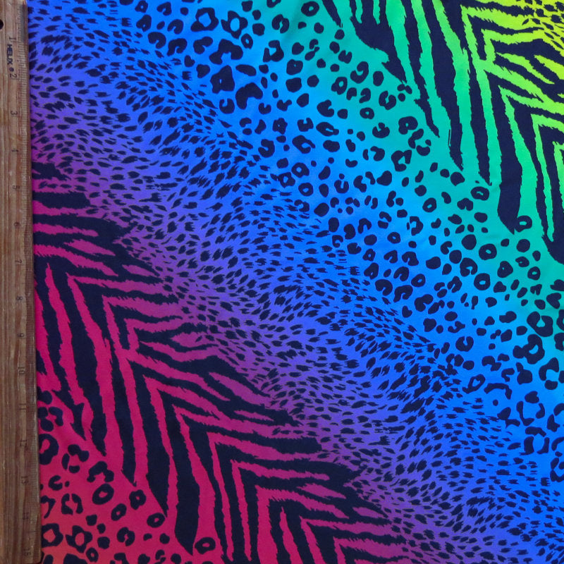 Swim Knit Nylon Spandex Diagonal Rainbow Zepard