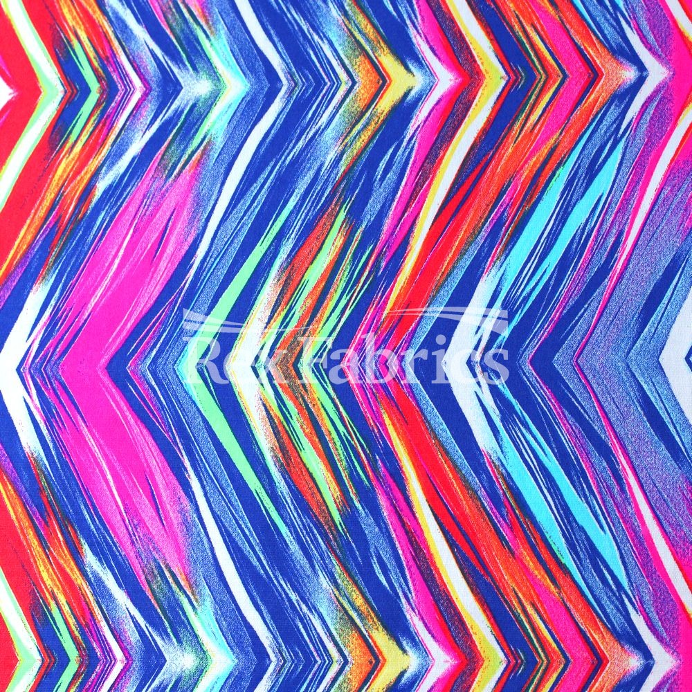 Zephyr Wave Nylon Spandex Fabric - Multicolor Waves, 58" Width (1 Yard)