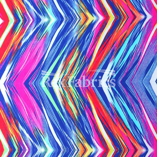 Zephyr Wave Nylon Spandex Fabric - Multicolor Waves, 58" Width (1 Yard)