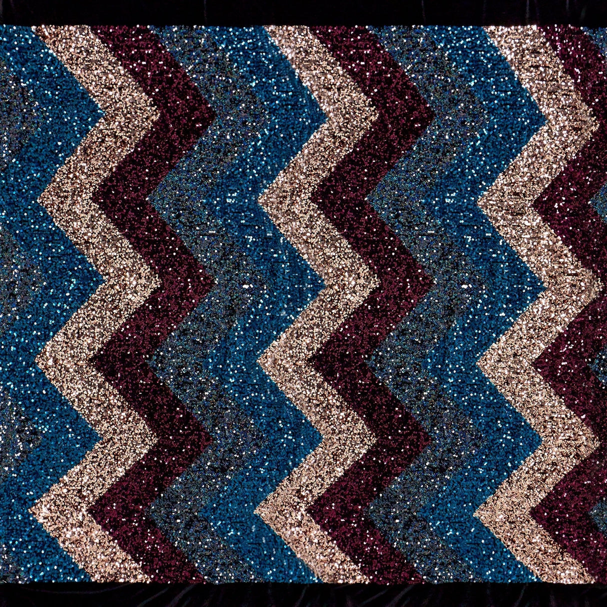 Cusco Stretch Velvet Sequin Polyester Velvet Spandex Fabric - Embroidered Sequins, Blue, 60" Cut Width, 46/47" Usable Width (1 Yard)