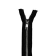YKK Nickel Separating Jacket Zipper Fabric - Black, Brown, Gray, Navy, Olive, Tan, White, Nickel Teeth, 36" Length
