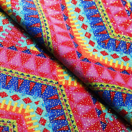 Zippy Tee Polyester Spandex Fabric - Multi Tribal Print, 58/60" Width (1 Yard)