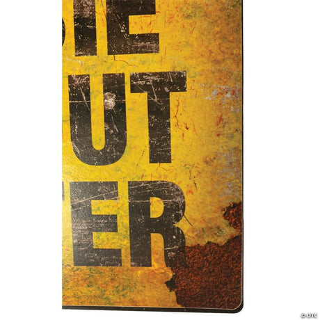 RADYAN Metal Zombie Fallout Shelter Warning Sign for Halloween Decor shown in a clear product image