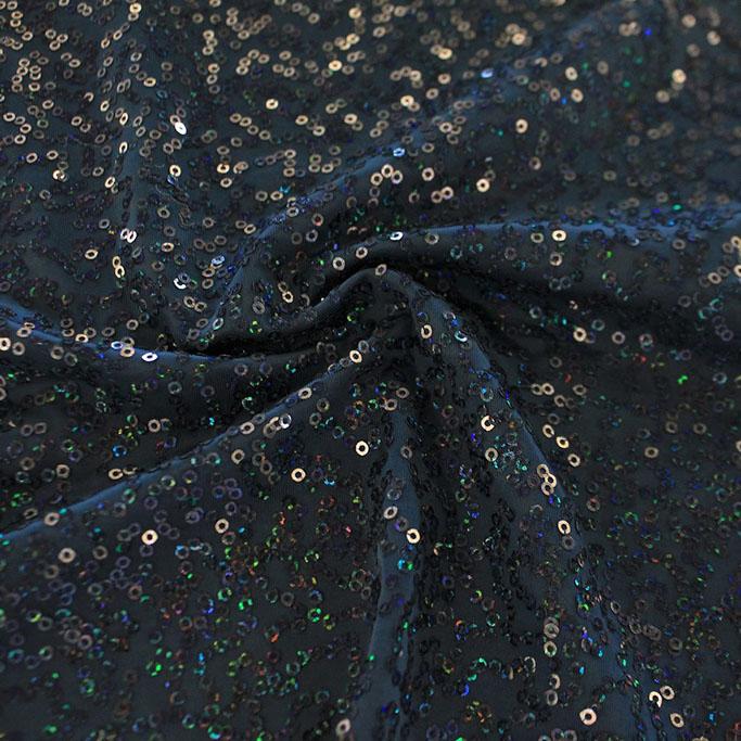 Zsa Spa Polyester Spandex Sequin Fabric - Embroidered Holographic Sequins, 50" Width (1 Yard)