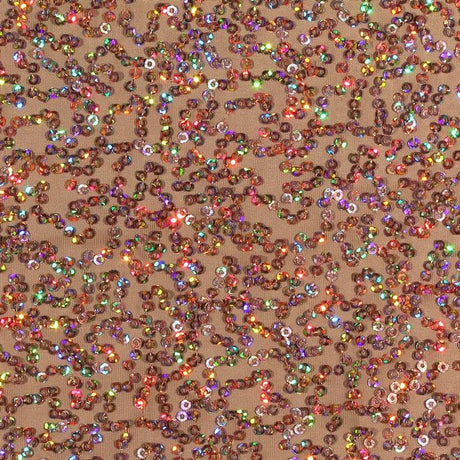 Zsa Spa Polyester Spandex Sequin Fabric - Holographic Embroidered Sequins, 50" Width (1 Yard)
