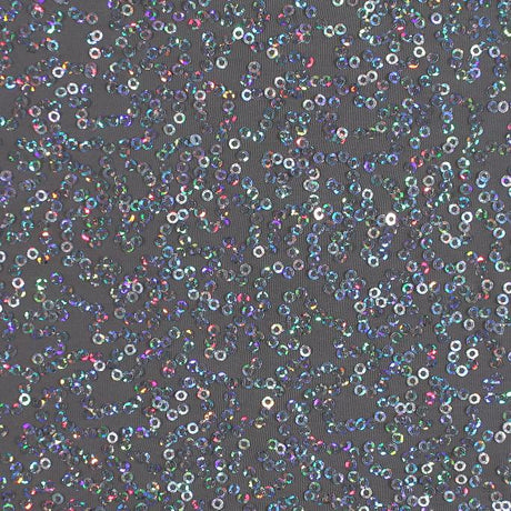 Zsa Spa Polyester Spandex Sequin Fabric - Embroidered Holographic Sequins, 50" Width (1 Yard)