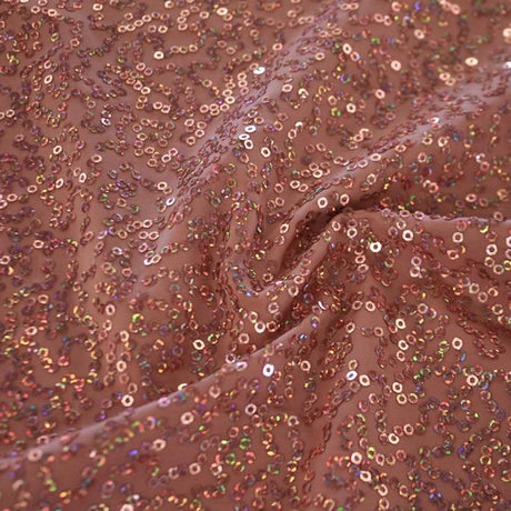 Zsa Spa Polyester Spandex Sequin Fabric - Embroidered Holographic Sequins, 50" Width (1 Yard)