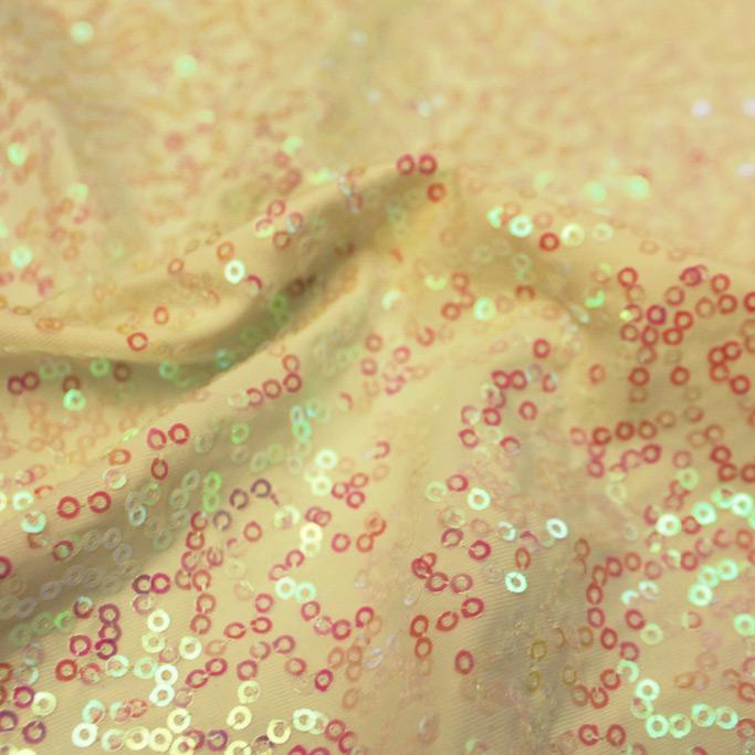 Zsa Zsa Pearl Polyester Spandex Sequin Fabric - Pearlescent Embroidered, 50" Width, 2-Way Stretch (1 Yard)