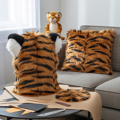 Tiger Shaggy Faux Fur Fabric - Tiger Stripe Print, 58-60" Width (1 Yard)