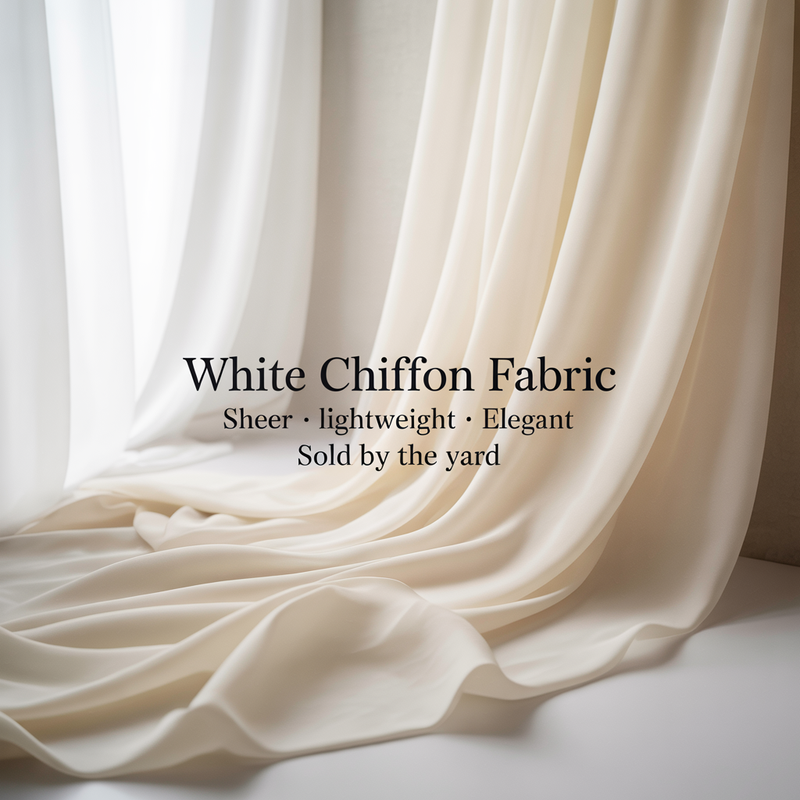 White Chiffon Polyester Fabric - Sheer, Lightweight, 58/60" Width