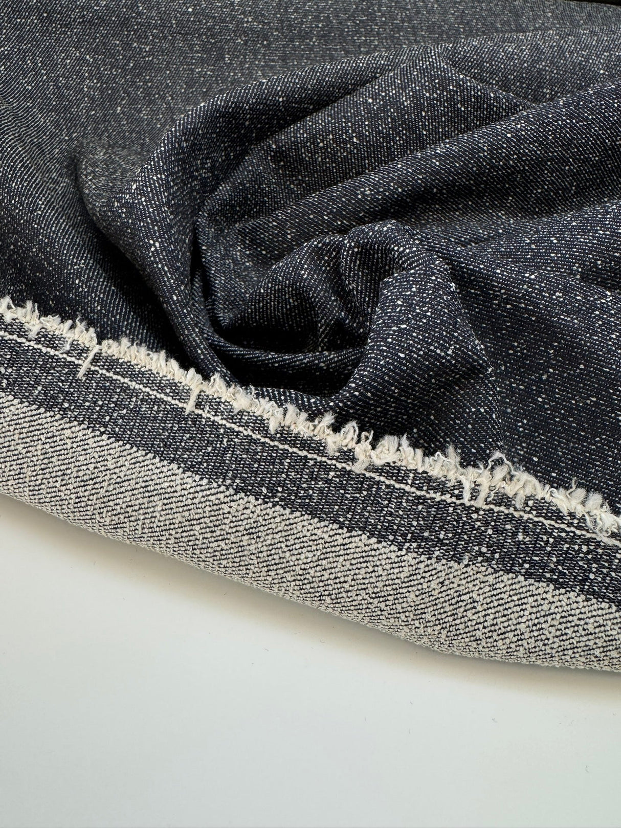Cotton Bouclé Fabric Blue Shades Stretch