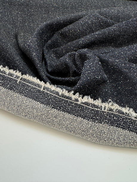 Cotton Bouclé Fabric Blue Shades Stretch