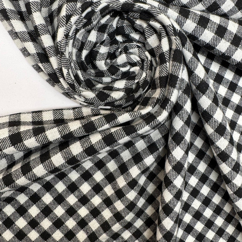 Cotton Tweed Checked Black White