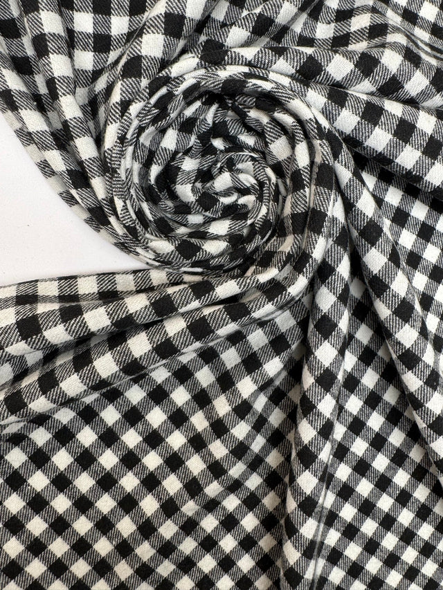 Cotton Tweed Checked Black White