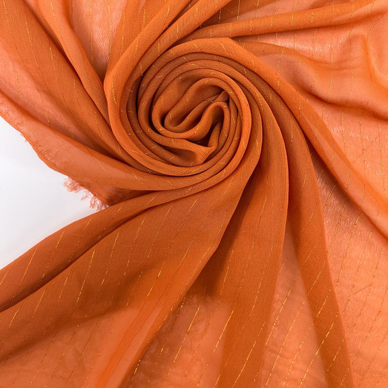 Polyester Lurex Chiffon Striped Orange