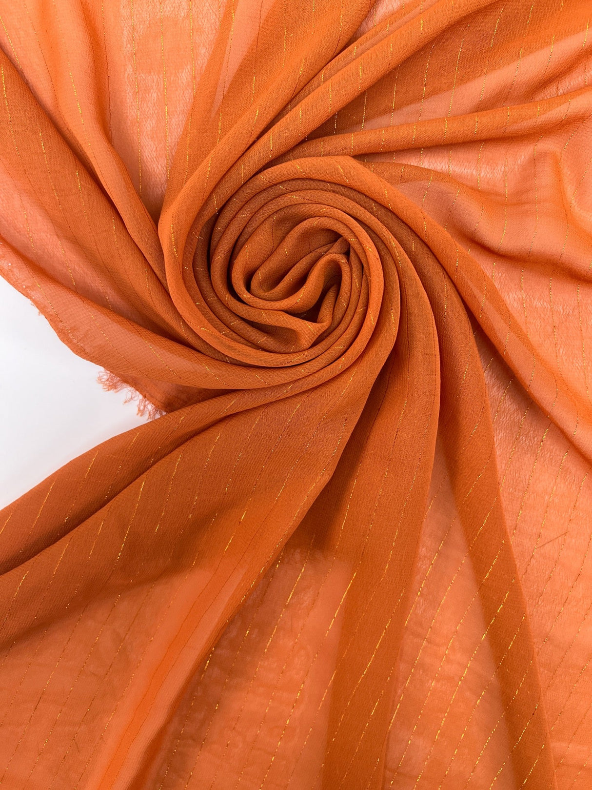 Polyester Lurex Chiffon Striped Orange