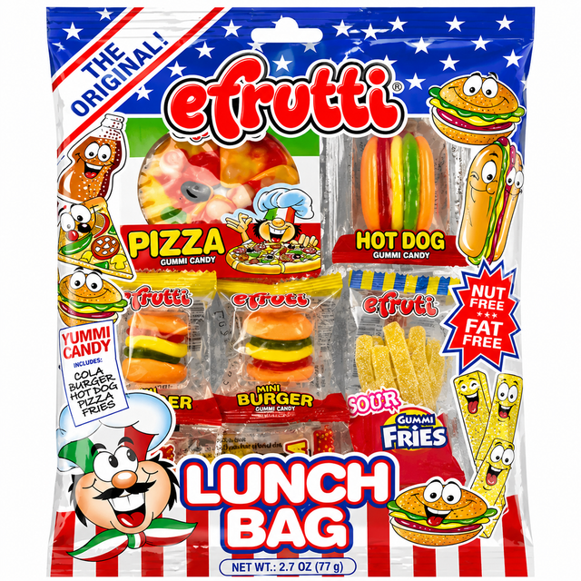 eFrutti Gummi Lunch Bags – 12 Count burgers, fries, hot dogs, pizza, and more