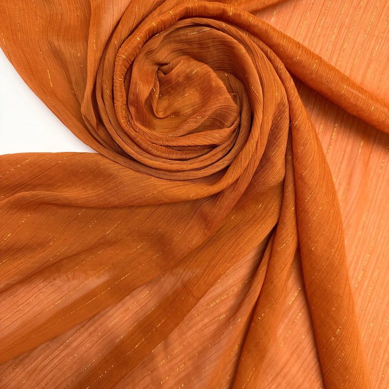 Orange Lurex Polyamide Chiffon