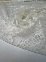 Viscose Lace Mesh Floral White Beige