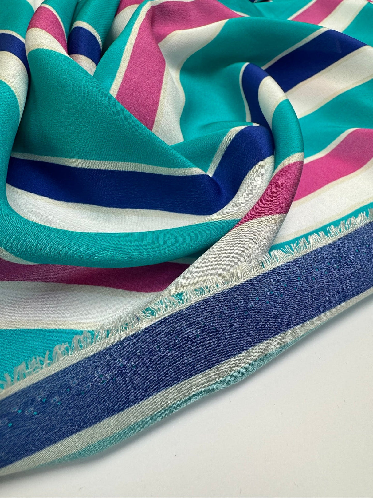 Silk Crepe Printed Cream Stripe