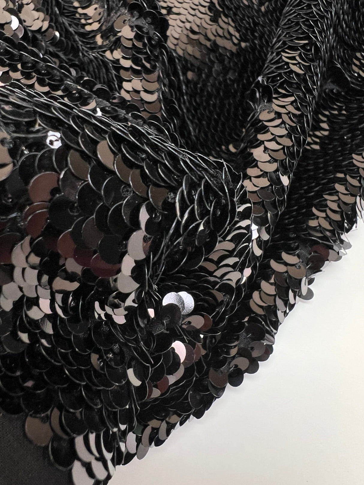 Black Polyamide Crepe Sequins