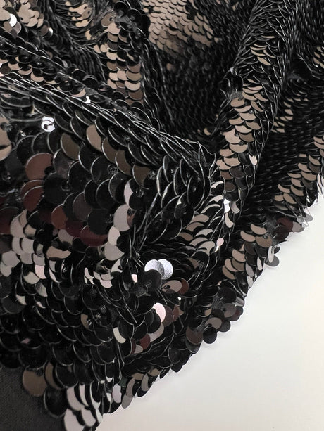 Black Polyamide Crepe Sequins
