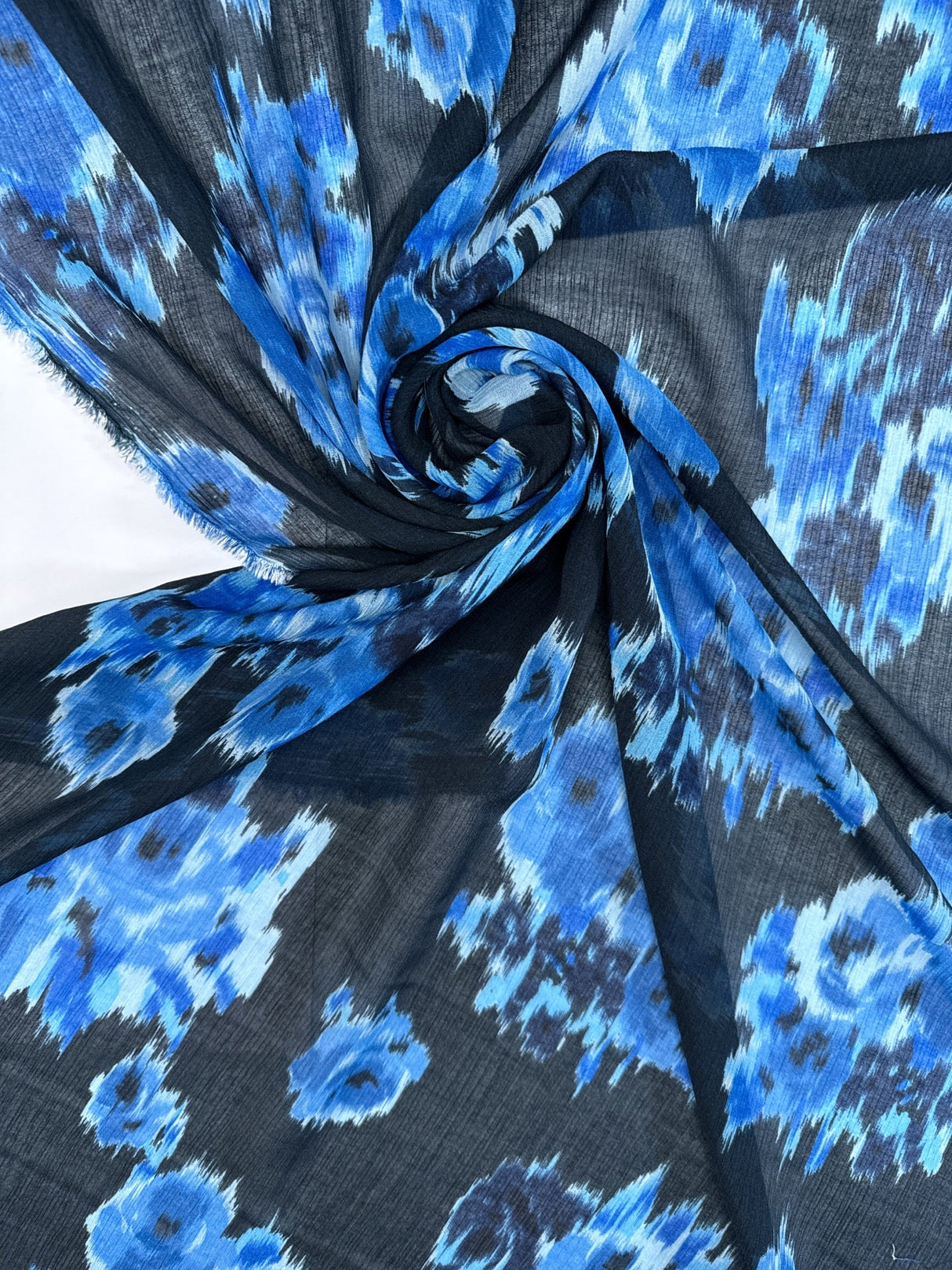 Viscose Silk Chiffon Floral Printed Blue-Black