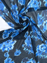 Viscose Silk Chiffon Floral Printed Blue-Black