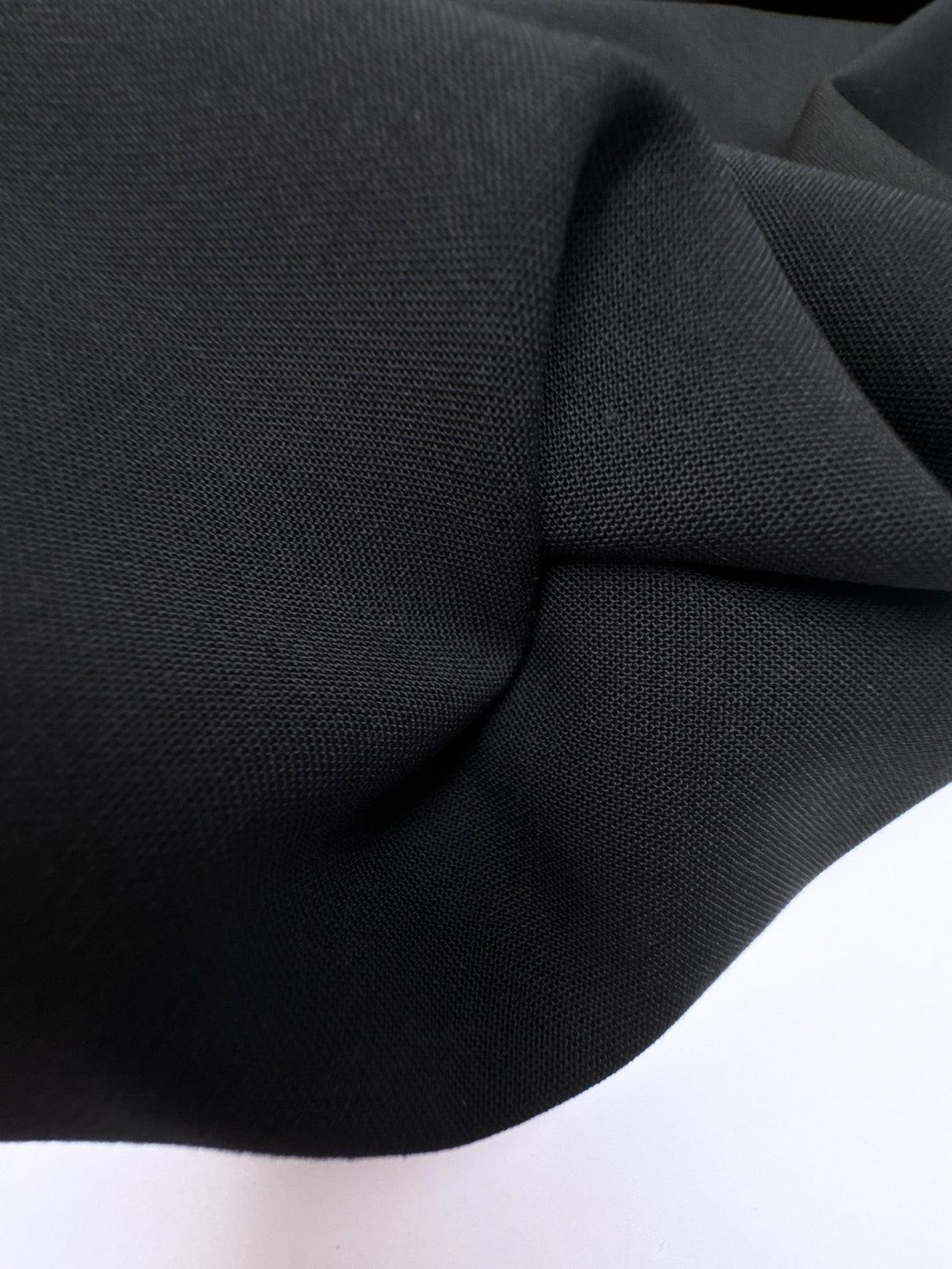 Black Polyester Virgin Wool Blend Woven