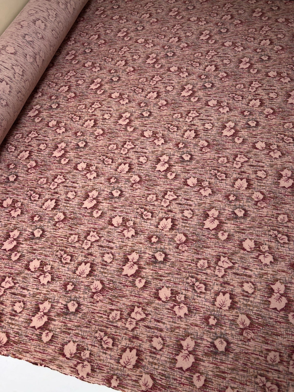 Wool Blend Abstract Print Fabric Brown Pink