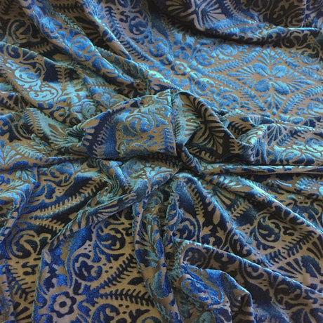 Burnout Stretch Velvet Fabric Lili Damask