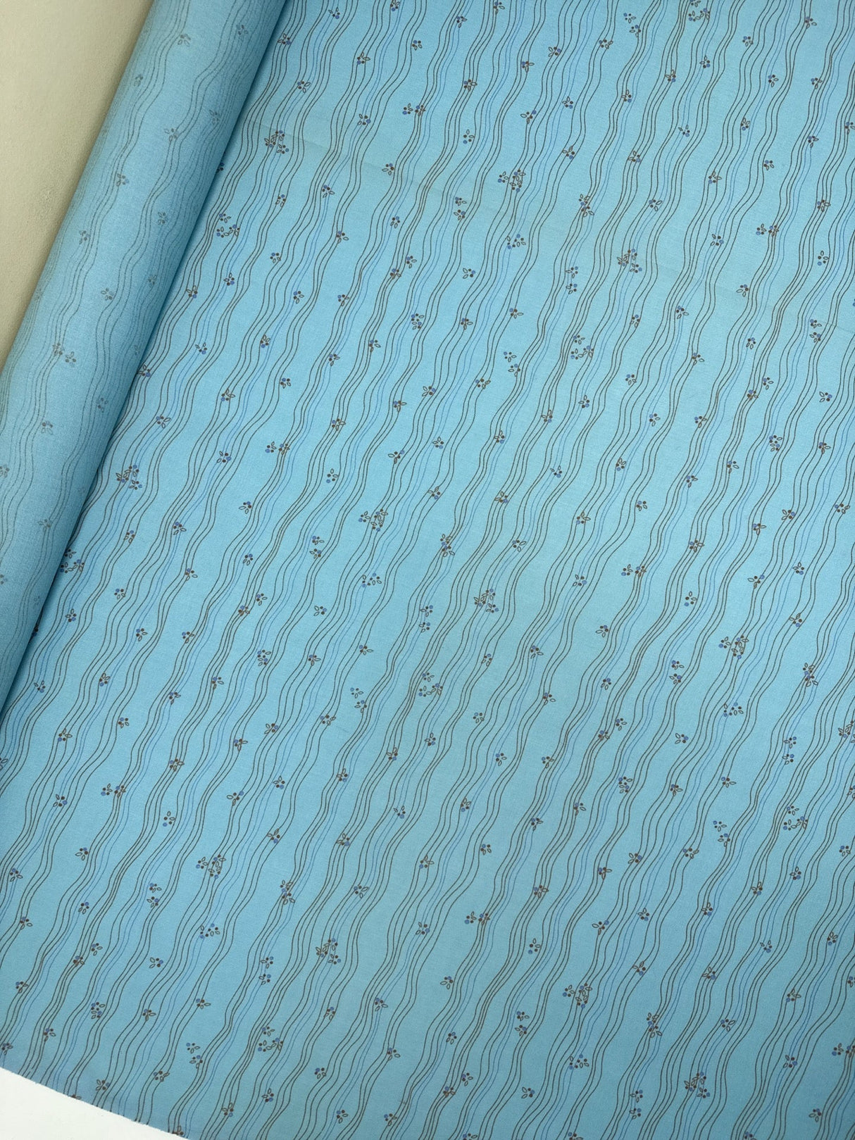 Printed Blue Wool Fabric