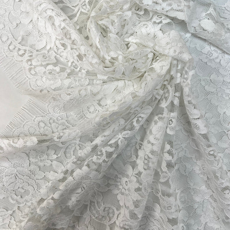 Cotton Lace Mesh Floral White