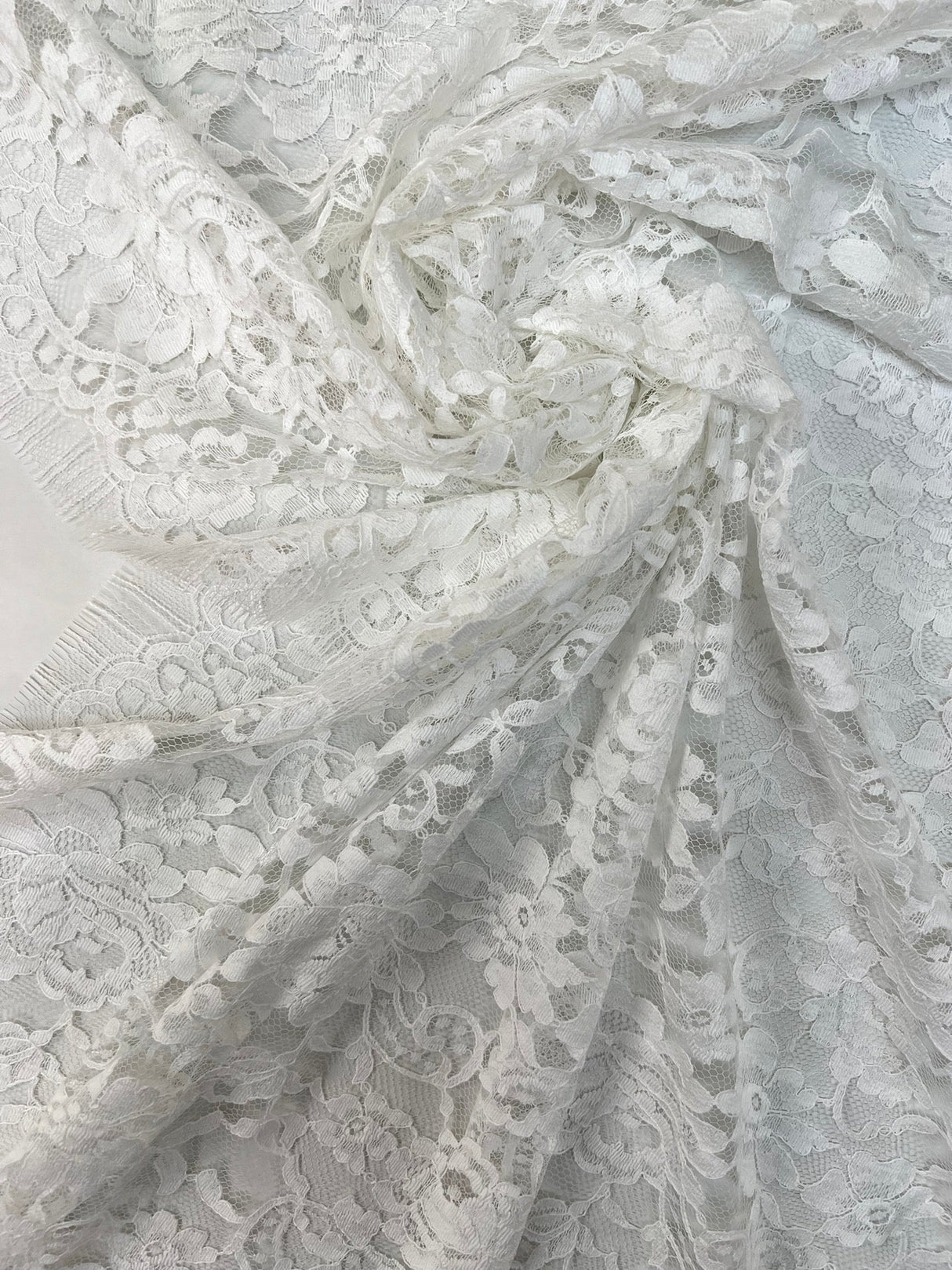 Cotton Lace Mesh Floral White