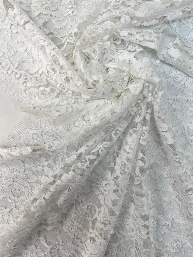 Cotton Lace Mesh Floral White