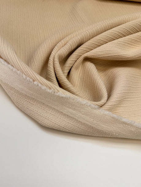 Cotton Ribbed Fabric Beige Stretch