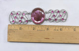 Rhinestone Applique Connector Pink Silver