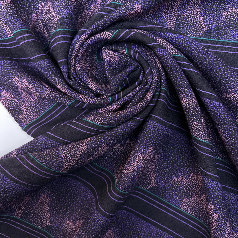 Printed Purple Pink Wool Fabric
