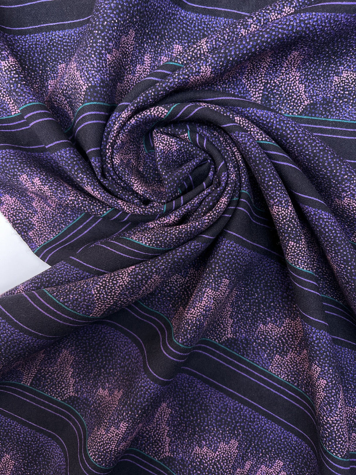 Printed Purple Pink Wool Fabric