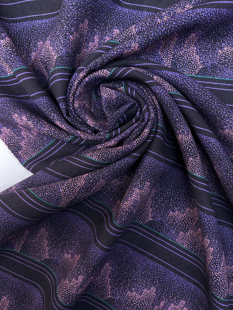 Printed Purple Pink Wool Fabric