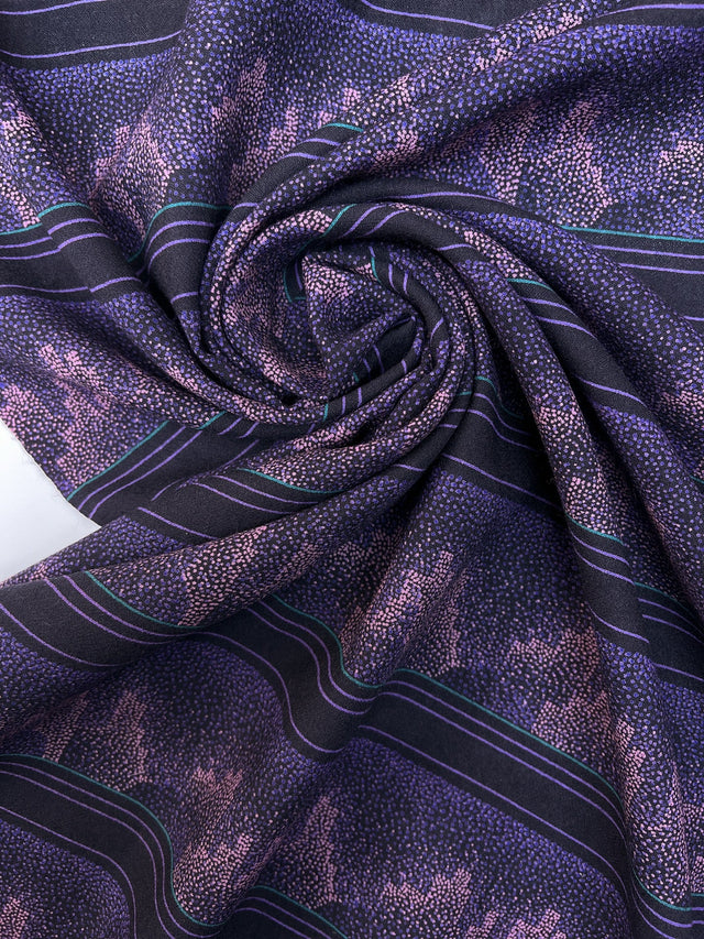 Printed Purple Pink Wool Fabric