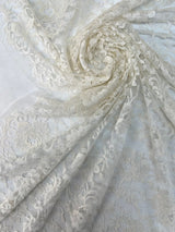 Cotton Lace Mesh Floral White Beige