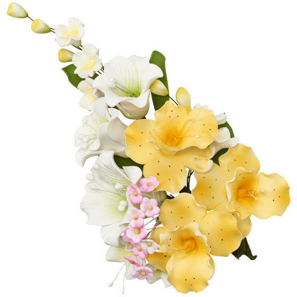 Yellow Daffodils Large Flower Assortment Gum Paste Spray Topper