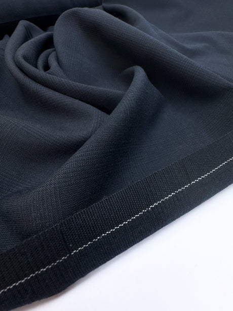 Wool Polyamide Checked Blue Suiting Fabric