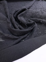Black Polyamide Elastane Knitted Floral Fabric