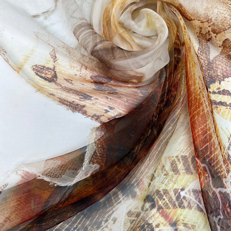 Silk Chiffon Printed Brown Beige
